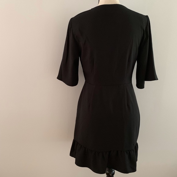 Topshop Black Mini Dress with Ruffles - Picture 2 of 5